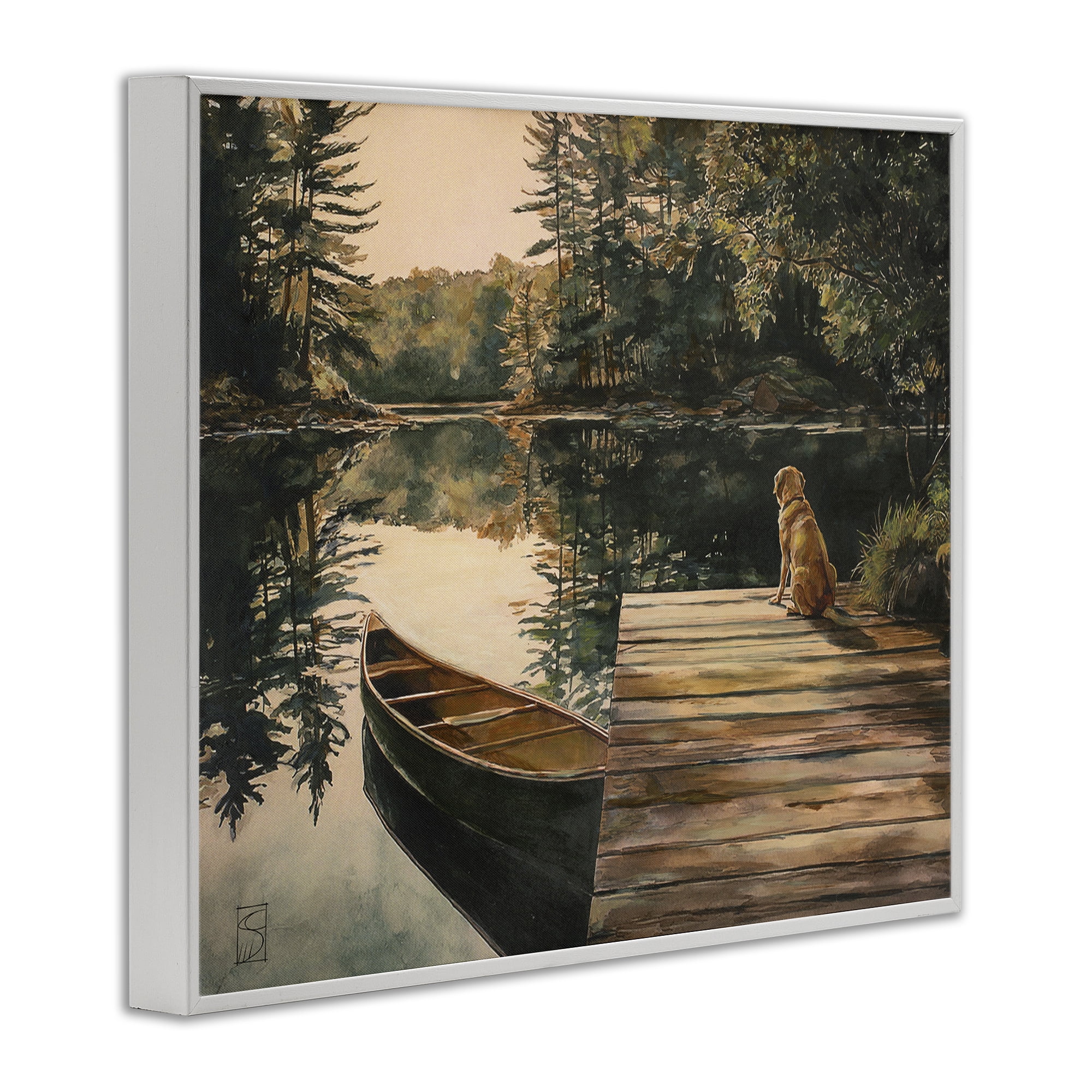 Lake Life at Sunset White Framed Giclee Art, design by Sara Culpepper