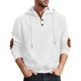 thumbnail image 1 of pstuiky camisa de manga larga para hombre, Blusa informal holgada de color liso con botones y cordón de moda para hombre, de manga larga, con capucha Tops de hombre s, 1 of 4
