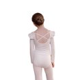 thumbnail image 2 of LYMAYTER Girls Ballet Leotard Long Sleeve Cross Back Leotard kids Ruffle Winter Practice Costume 3-11Y, 2 of 8