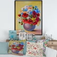 thumbnail image 2 of Designart 'Still Life A Bouquet Of Blue and Red Flowers' Traditional Framed Canvas Wall Art Print, 2 of 5