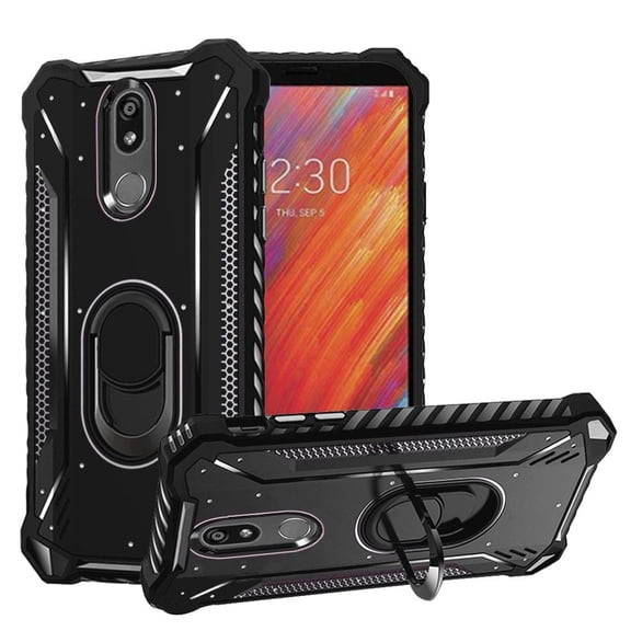 GSA Screw Metal Jacket Case w/Ring Stand for LG Aristo 4 Plus - Black