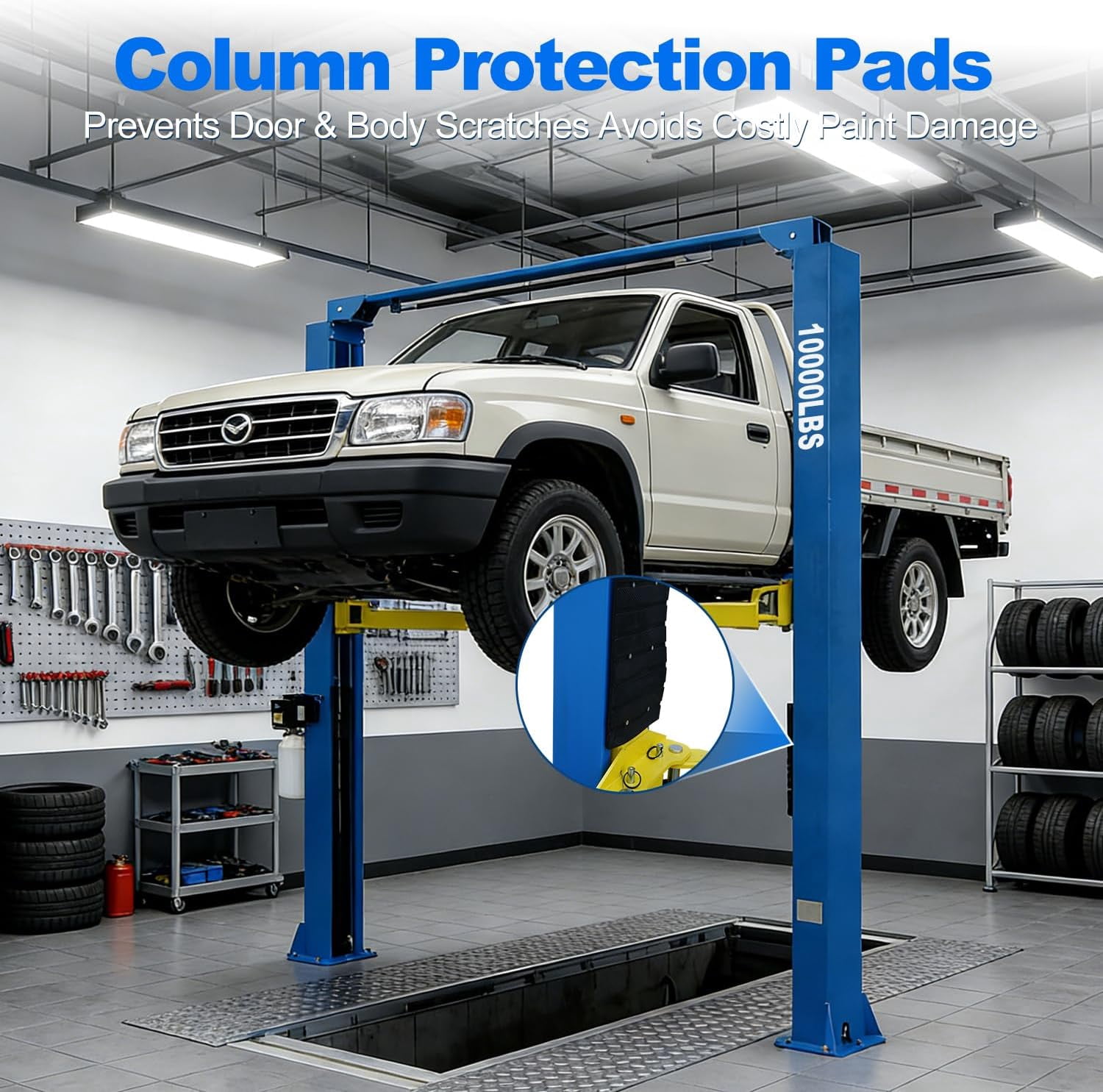 HPDMC 2-Post Car Lift 10,000 lb, 110V Overhead Clear Floor Auto Lift with 73" Max Lift Height, Hydraulic Vehicle Hoist for Garage & Auto Shop, Dual Safety Lock Release, Q355 Steel, 3-Year Warranty