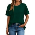 thumbnail image 6 of Yubnlvae Women's Short Sleeve Casual Solid Loose Crew Neck T Shirts Green XL, 6 of 7