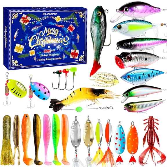 2025 Fishing Advent Calendar for Men - 24 Days Christmas Countdown Fishing Lure and Tackle Kit - Perfect Gift for Adult Teen Boy Dad Husband Boyfriend Fishermen