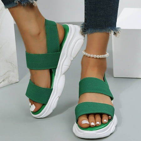 

Daqian Sandals for Women Clearance Minimalist Lace-up Platform Soft-soled Sneakers Slide Sandals for Women Green 4.5(35)