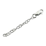 Sterling Silver 2" Necklace Extender w/Lobster Claw 3mm, 2" Extension
