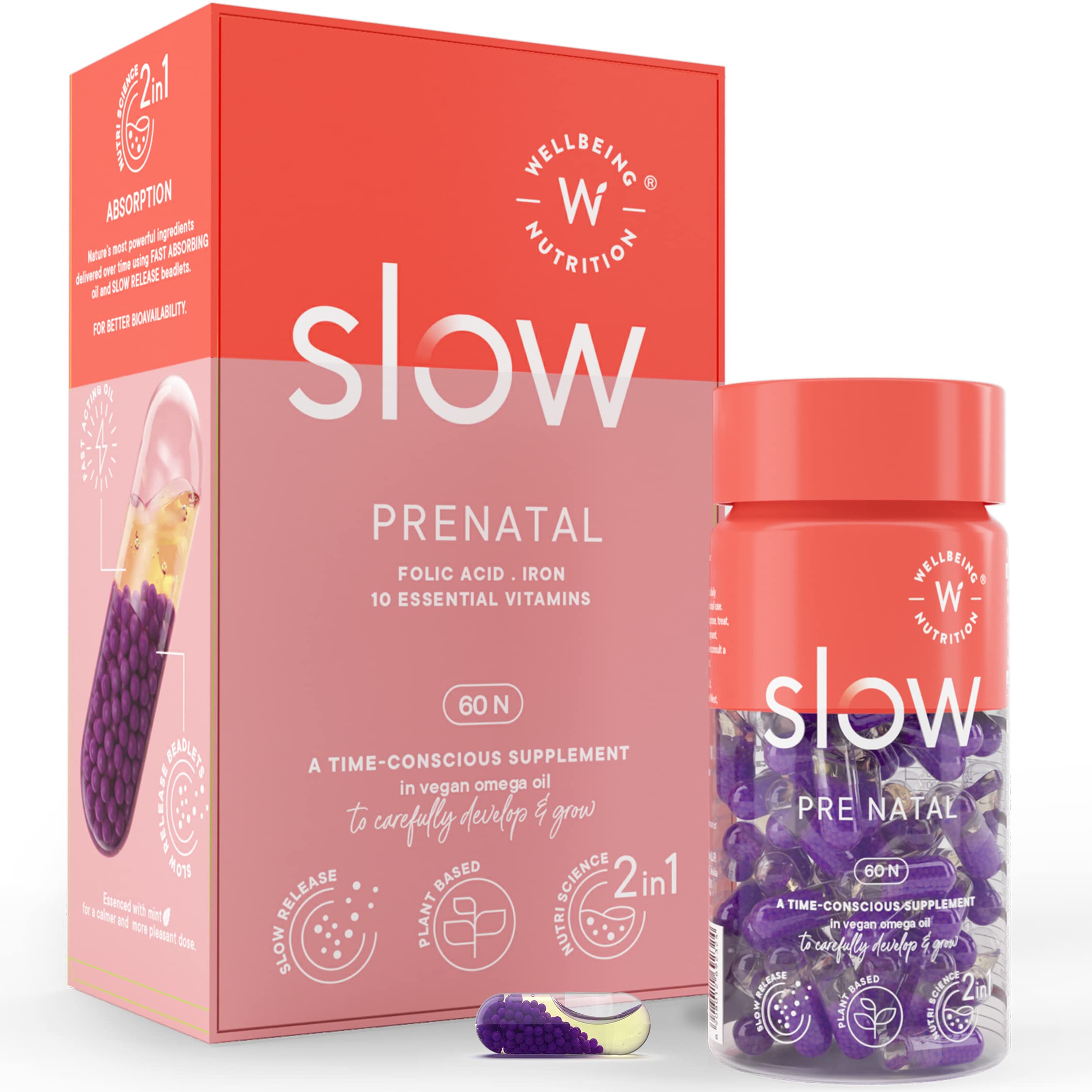 Wellbeing Nutrition Slow Prenatal (60 Capsules) PlantBased