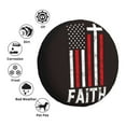 thumbnail image 4 of Fuzoiu USA Flag Cross Print Universal Spare Tire Cover with Buckle Strap, Waterproof Wheel Covers for Jeep, Trailer, RV, Truck and All Car-17 inch, 4 of 6