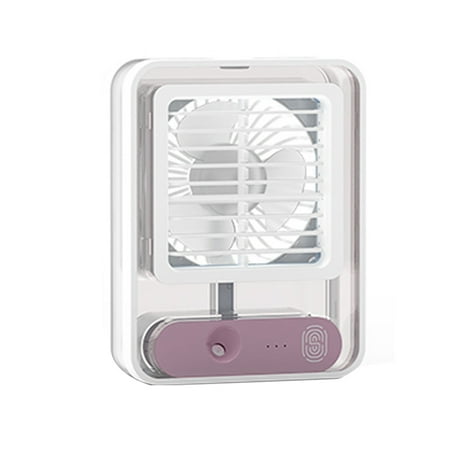 

Small Personal Desk Fan with Mist Spray LED Night Light Electric Water Misting Fan USB Rechargeable Portable Fan Purple