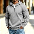 thumbnail image 2 of Atogsazn Mens 1/4 Zip Oversized Hoodies Casual Long Sleeve Hooded Sweatshirt Fall Winter Tops with Pocket Gray L Fashion, 2 of 8