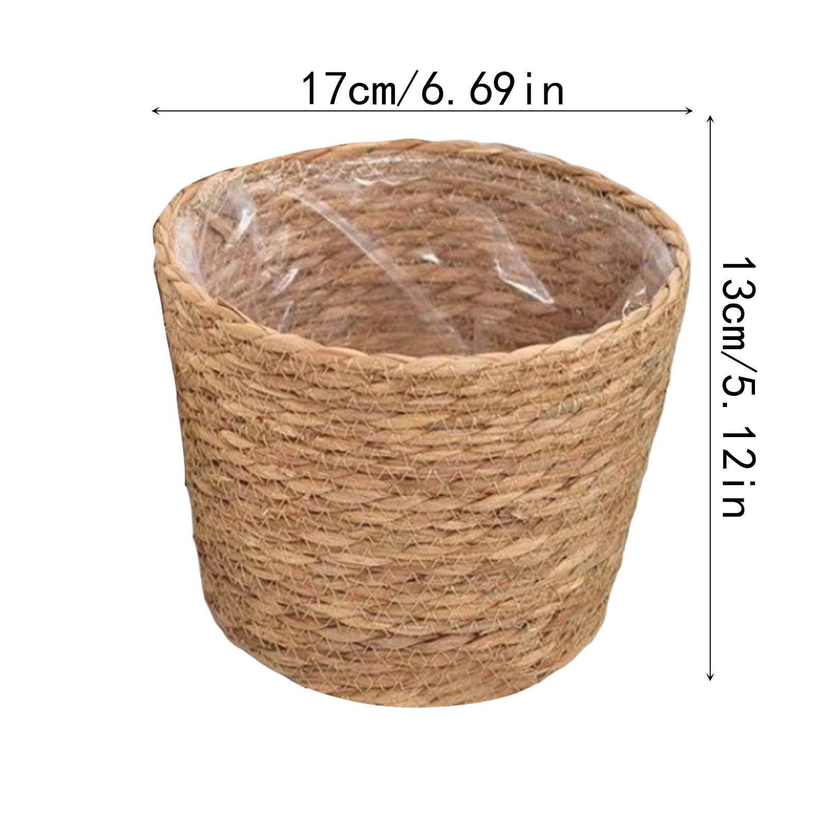 HoliHive 5 Pcs Large Premium Seagrass Planter Basket - Stylish Planter Baskets Woven Wicker Baskets with Plastic Lining for Indoor Outdoor Flower Plants Pots Cover Room Decor