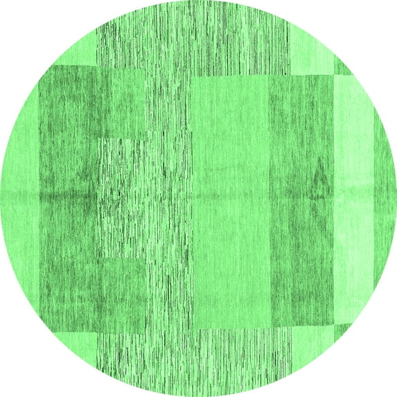 Ahgly Company Indoor Round Abstract Emerald Green Modern Area Rugs, 3' Round