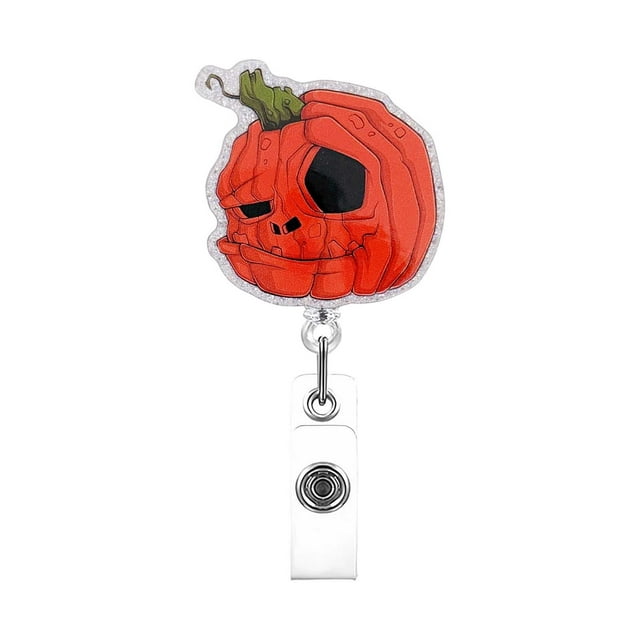 Support de Rouleau de Badge Extensible Citrouille d'Halloween avec Anneau de Traction 60-65 cm Corde d'Extension Lustre de Remplacement Panneau en Verre Teinté Octogonal Oiseaux Bordure Perles Grandes Boules de Noël