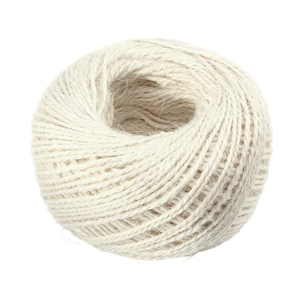 Cordón de cáñamo natural Cuerda de hilo de yute para manualidades, manualidades, embalaje de regalo, boda, cumpleaños, baby shower, decoración, adorno de jardinería (blanco cremoso)