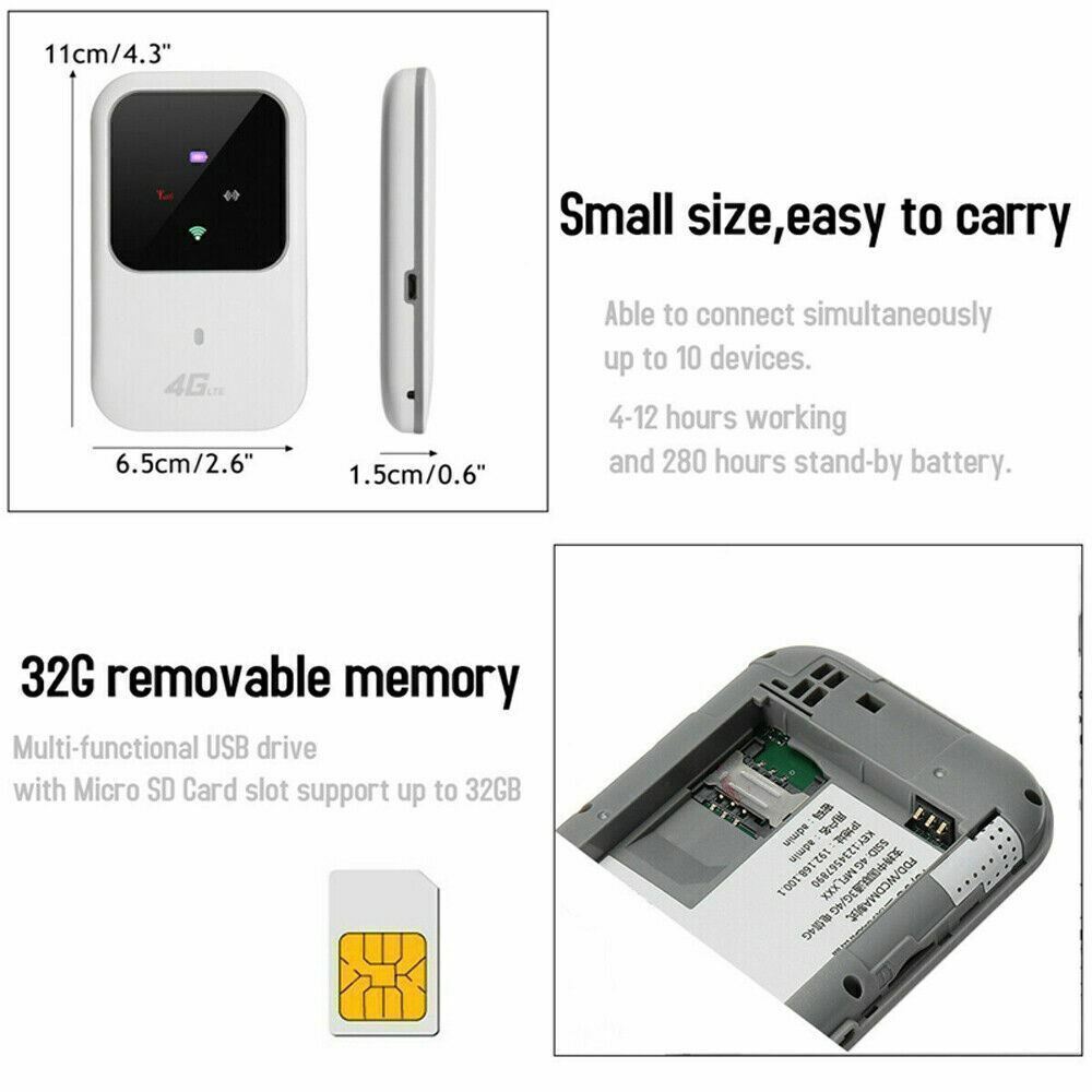 Wireless Unlocked 4G LTE Mobile Broadband Wifi Routers Portable Modem Hotspot
