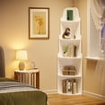 thumbnail image 3 of Tribesigns 5-Tier White Corner Shelf, 68.9-Inch Tall Modern Corner Bookcase, Free Standing Small Display Storage Rack for Living Room, Home Office, Kitchen, Small Space, 3 of 5
