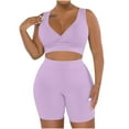 thumbnail image 2 of Jamicy Sweatsuits for Women Summer Outfits Workout Outfits for Women 2 Piece Ribbed Seamless Crop Tank High Waist Yoga Leggings Sets, 2 of 9