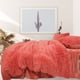 thumbnail image 4 of Fluffy Duvet Cover Sets, Faux Fur Bedding Set, Plush Shaggy Quilt Cover, 4 Pieces 1 Duvet Cover (No Duvet&Pillow Insert) + 1 Bed Skirt + 2 Pillowcases King Vermillion Orange Unique Bargains Juego de Edredón Funda, 4 of 6