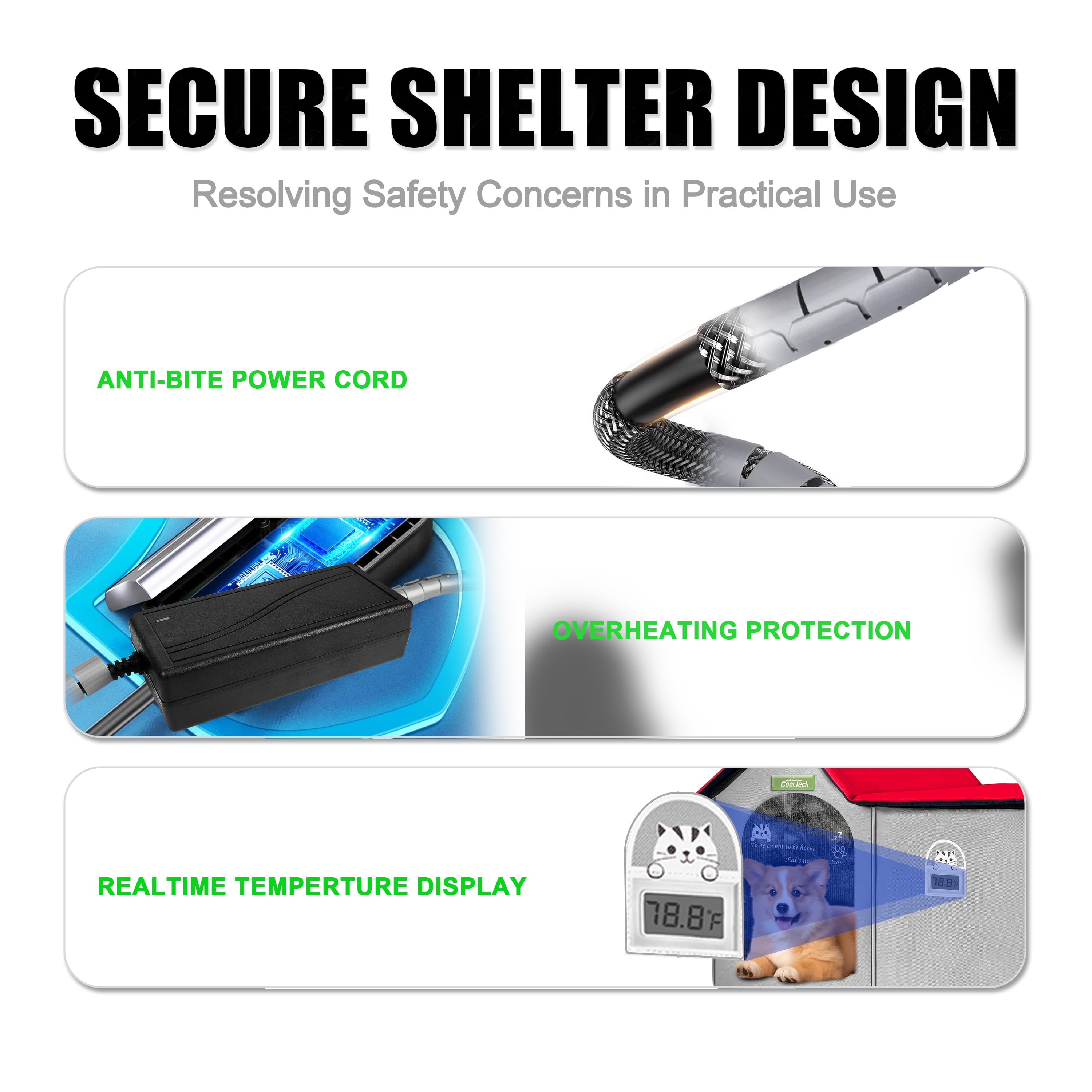 Cooling House for Cat, Air-Conditioned Room for Pet, Outdoor Heated Cat House Foldable Pet Air-Con House, with Cooling and Heating Function