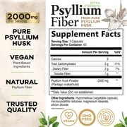 Psyllium Husk Capsules - Psyllium Husk Powder 2000 mg Per Serving - Extra Strength Fiber Supplement for Daily Digestion & Regularity Support - Natural Psyllium Fiber Caps - Bottled USA - 180 Capsules