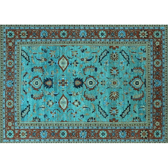 Ahgly Company Indoor Rectangle Oriental Light Blue Industrial Area Rugs, 2' x 3'