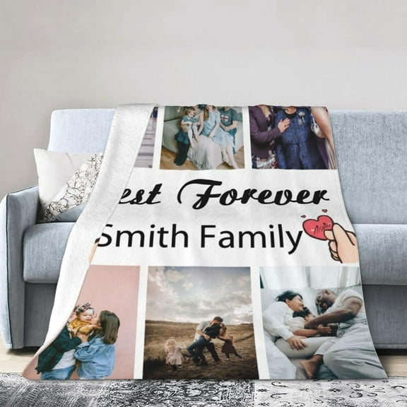 Customized Blankets with Photos Custom Blanket Family Picture Upload Personalized Blanket for Adults Customize Blanket Birthday Customizable for Dad Mom Nana Kids Dogs Friends