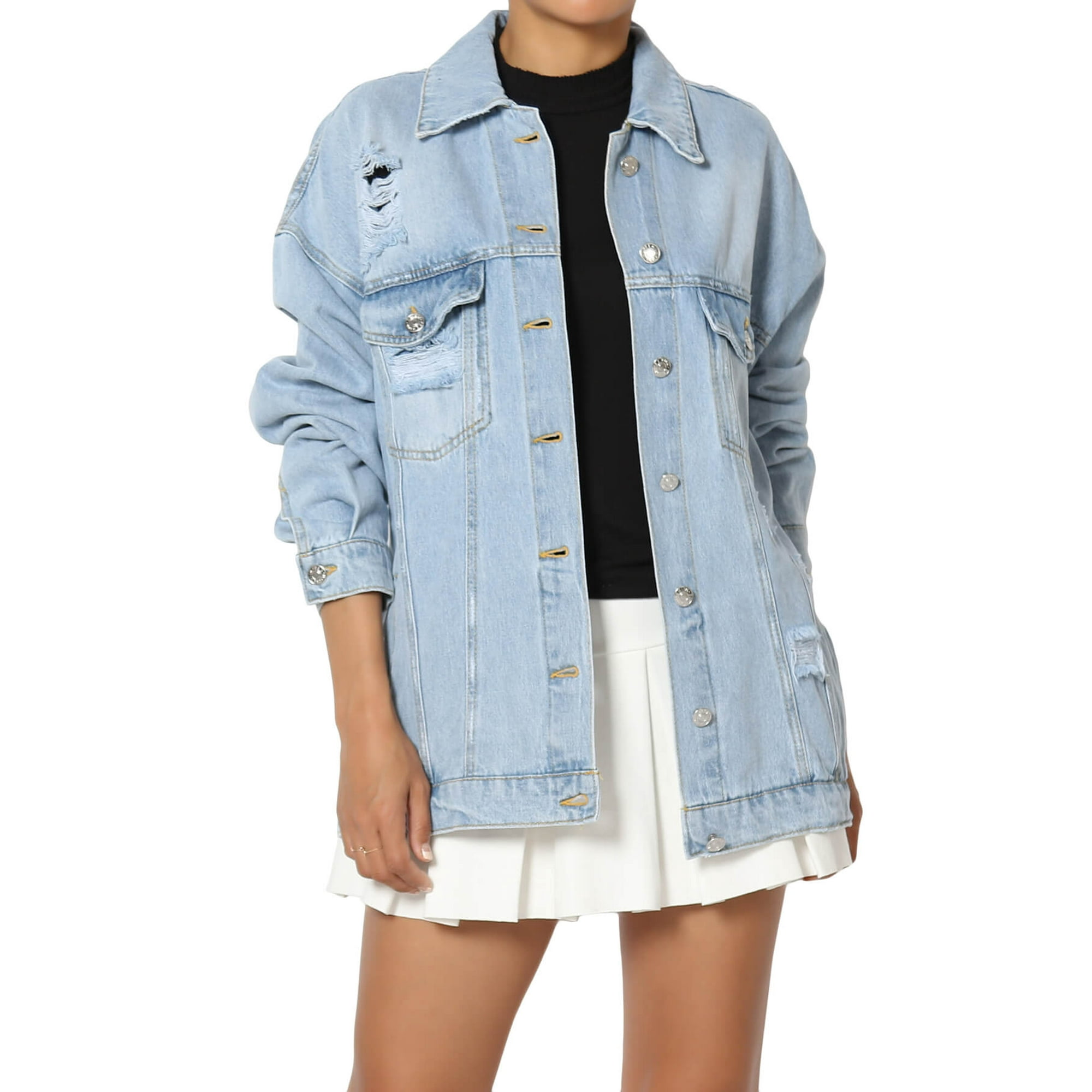 Distressed boyfriend denim jacket online