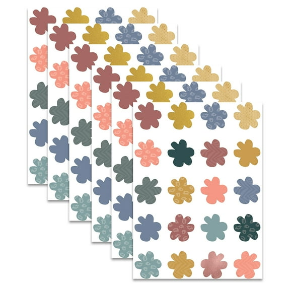 Teacher Created Resources Wonderfully Wild Flowers Mini Accents, 36 Per Pack, 6 Packs