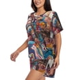 thumbnail image 3 of Womens Pajama Sets With Pocket, Fantasy Colorful Beast Lounge Sets Short Sleeve Sleepwear PJ Sets for Women, 3 of 6