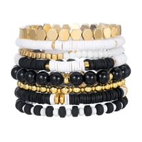 DESIGNICE Surfer Clay Bead Bracelets for Women Bohemian Stackable Gold Beaded Stretch Bracelets Elastic Layering Friendship Bracelets Set Boho Jewelry