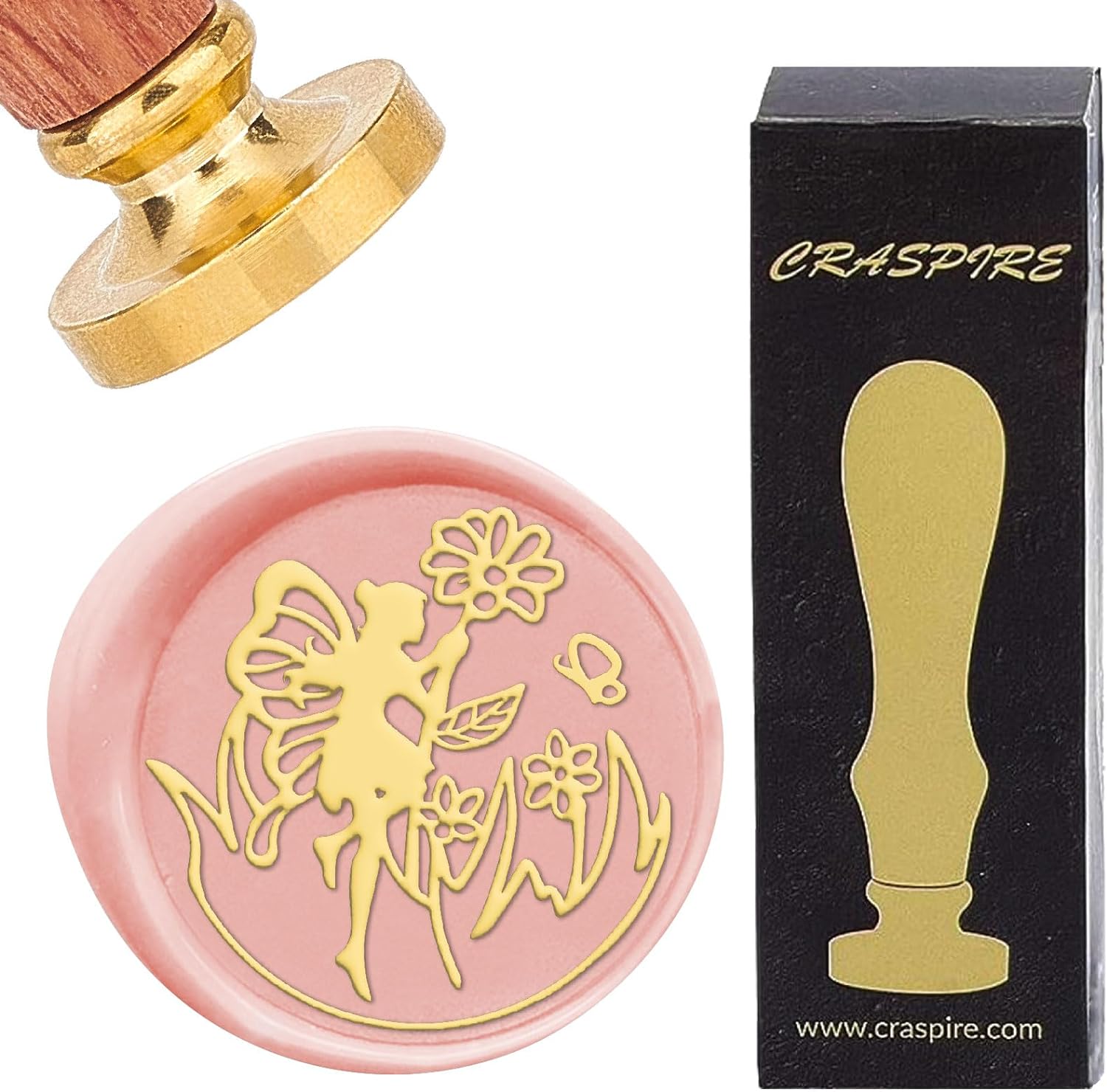 CRASPIRE Heart Wax Seal Stamp - 25mm Copper Brass Detachable Head With Wooden Handle For Letters, Invitations & Gifts