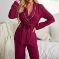 thumbnail image 4 of Azrian Womens Pajamas,Women's Home Clothes Women's Winter Pants with Long Sleeves Pajama Suit Size,Red on, 4 of 5