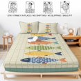 thumbnail image 5 of King Size Fitted Sheet Set - Coastal Nautical 3 Piece Bedding Sets 16" Deep Pocket Fitted Sheet with 2 Pillowcases, Summer Cute Cartoon Fishes Plaid Green Brushed Microfiber Hotel Luxury Bed Sheets, 5 of 9