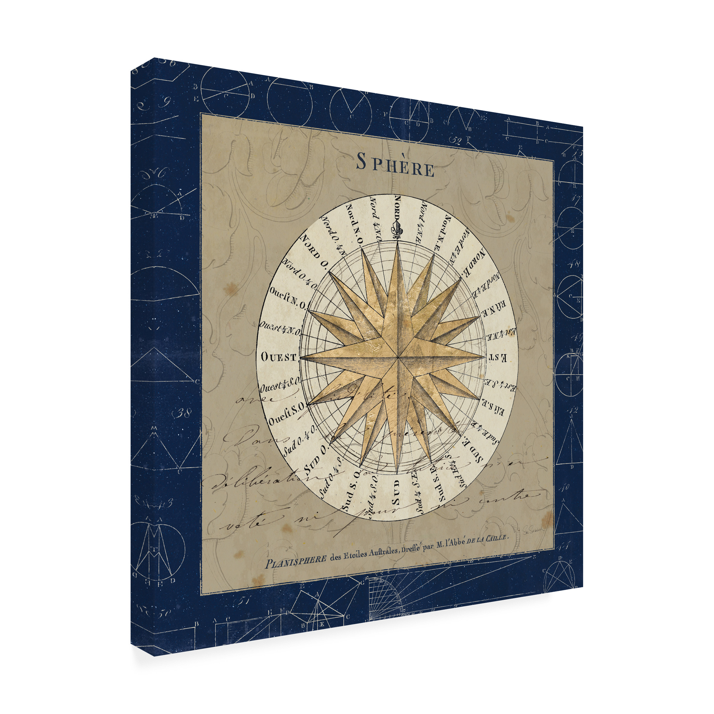 Trademark Fine Art 'Sphere Compass Blue' Canvas Art by Sue Schlabach