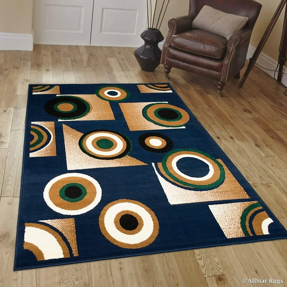 Allstar Blue Area Rug. Contemporary. Abstract. Traditional. Geometric. Formal. Shapes. Squares (7' 7" x 10' 6")