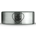thumbnail image 2 of Tungsten Anchor Sailor Heart Love Band Ring 8mm Men Women Comfort Fit Brushed Gray Flat Cut Black Polished, 2 of 4