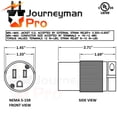 thumbnail image 5 of Journeyman-Pro 515CV-LIT Lighted 15 Amp 120-125 Volt, NEMA 5-15R, 2Pole 3Wire, Straight Blade, Female Plug Replacement Cord Connector Outlet, Commercial Grade PVC Power Indicating (BLACK LIT, 5 of 6