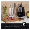thumbnail image 2 of Juego de Cuchillos de Cocina COOKIFY 15 Piezas. Acero Inoxidable con Base Organizadora, Tijeras y Afilador .Color Negro/Plateado, 2 of 6