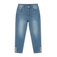 thumbnail image 5 of XIAONU Solid Denim Capri Pants for Women Button Detail Side Pockets Pants, 5 of 5