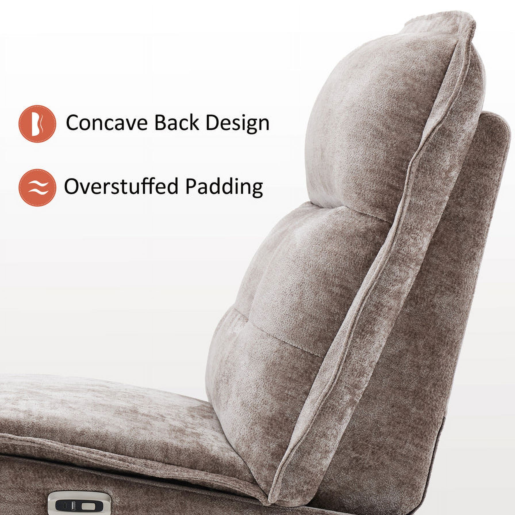 MCombo Wall Hugger Armless Power Recliner Chair, 29.5" Extra Wide Seat, Oversized Fabric Powered Reclining Sofa for Living Room, Small Space ALR01