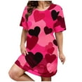 thumbnail image 1 of RANJIE Chemise de Nuit pour Femmes Saint-Valentin Imprimé Cœur Manches Courtes Robe de Nuit, Rouge TTG, 1 of 4