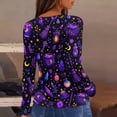 thumbnail image 4 of IYYVV Halloween Shirts for Women Long Sleeve Crewneck Casual Dressy Tops Funny Ghost Pumpkin Graphic Fall Fashion Top Purple M, 4 of 7
