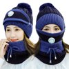 COUTEXYI 2020 New Winter Women Beanie Scarf Mask Set Winter Warm Plush Lined Pom Pom Knit Hat with Mask and Neck Warmer