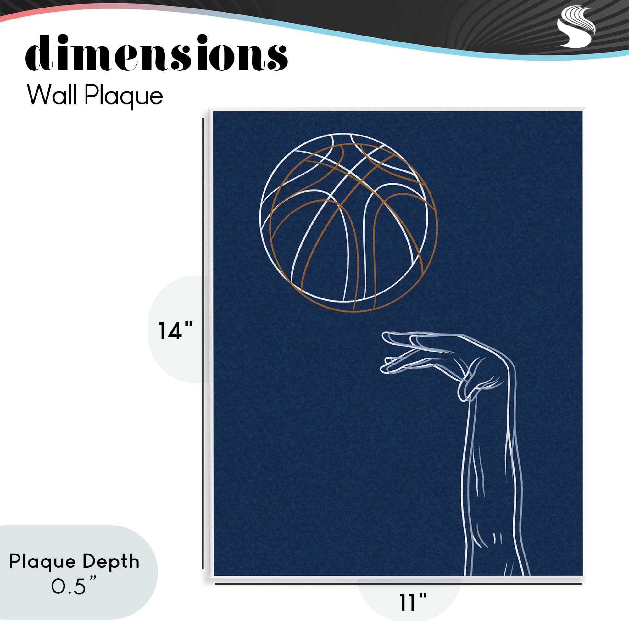 Stupell Industries Basketball Lines Contour Wall Plaque Art, design by Marcus Prime