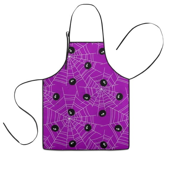 Cute Spider Web Halloween Pattern Kids Aprons for Girls and Boys,Adjustable Neck Strap Toddler Aprons for Kids Cooking Baking,23.6"x19"