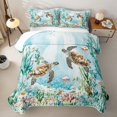 thumbnail image 2 of Manfei Cartoon Sea Turtle Twin Quilt Set,Calm Ocean Plant Twin Coverlet Set,Green,2 Pieces, 2 of 7