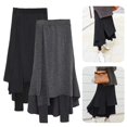 thumbnail image 3 of Pink Season High-Waist Elastic Waistband Irregular Split Hem Thickened Leggings Skirt Women Fake Two Piece Fleece Lining Maxi Skort, 3 of 7