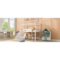 thumbnail image 3 of Metal House Bed With Slide, Twin Size Metal Loft Bed with Two-sided writable Wooden Board (White ), 3 of 9