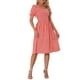 thumbnail image 4 of Vestido Gingham con Fruncido Inspire Chic para Mujer, Cuello Cuadrado, Con Abertura Lateral, Vestidos de Cuadros Casual XS Rojo, 4 of 6