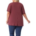 thumbnail image 4 of DARING DIVA Women's Plus Crew Neck Loose Fit T Shirt with Pocket Casual 3X Burgundy, 4 of 6